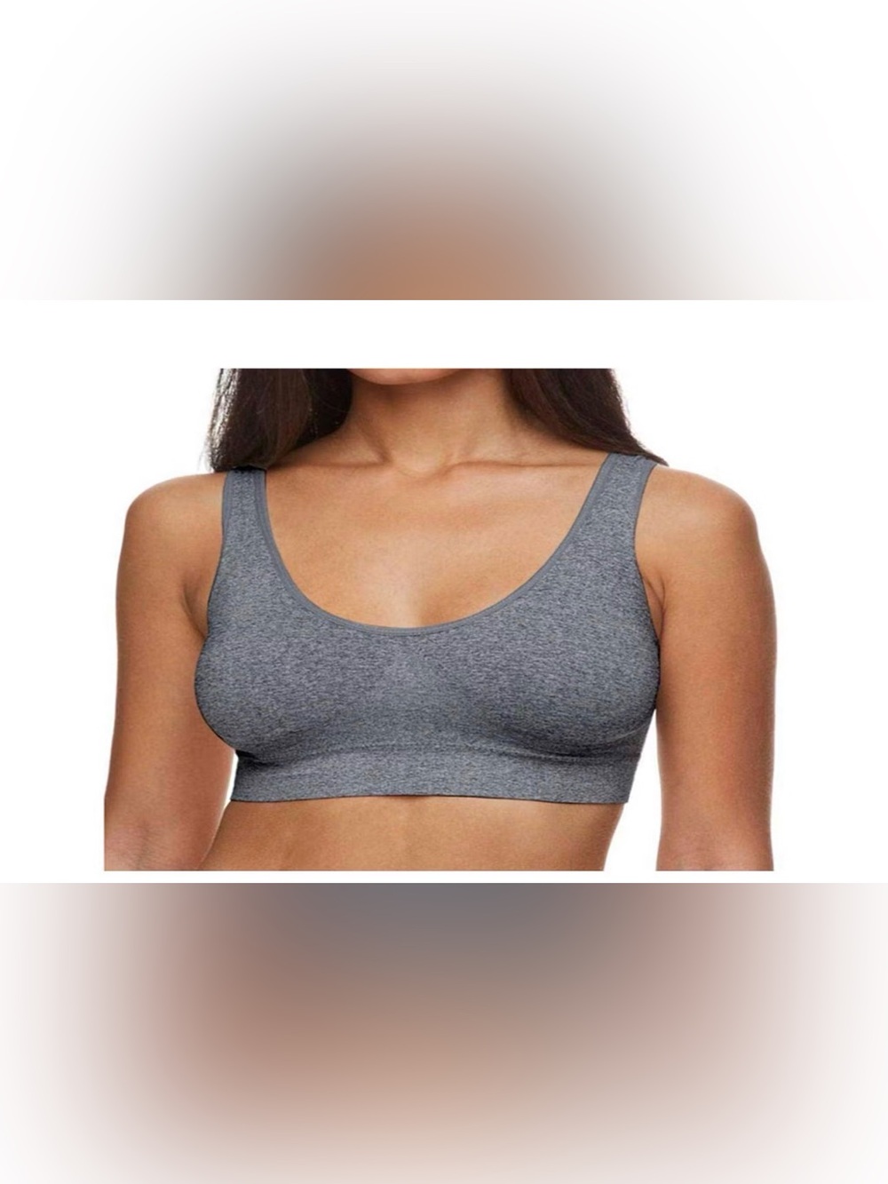Seamless Scoop Neck Gray Sports Bra - Comfortable Everyday Support